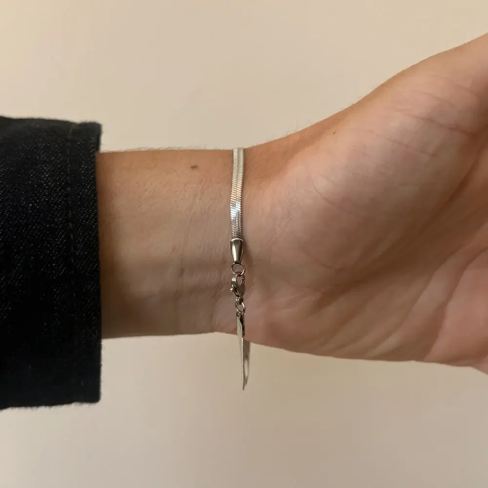 Y2K Silver Stainless Steel Snake Chain Bracelet 7